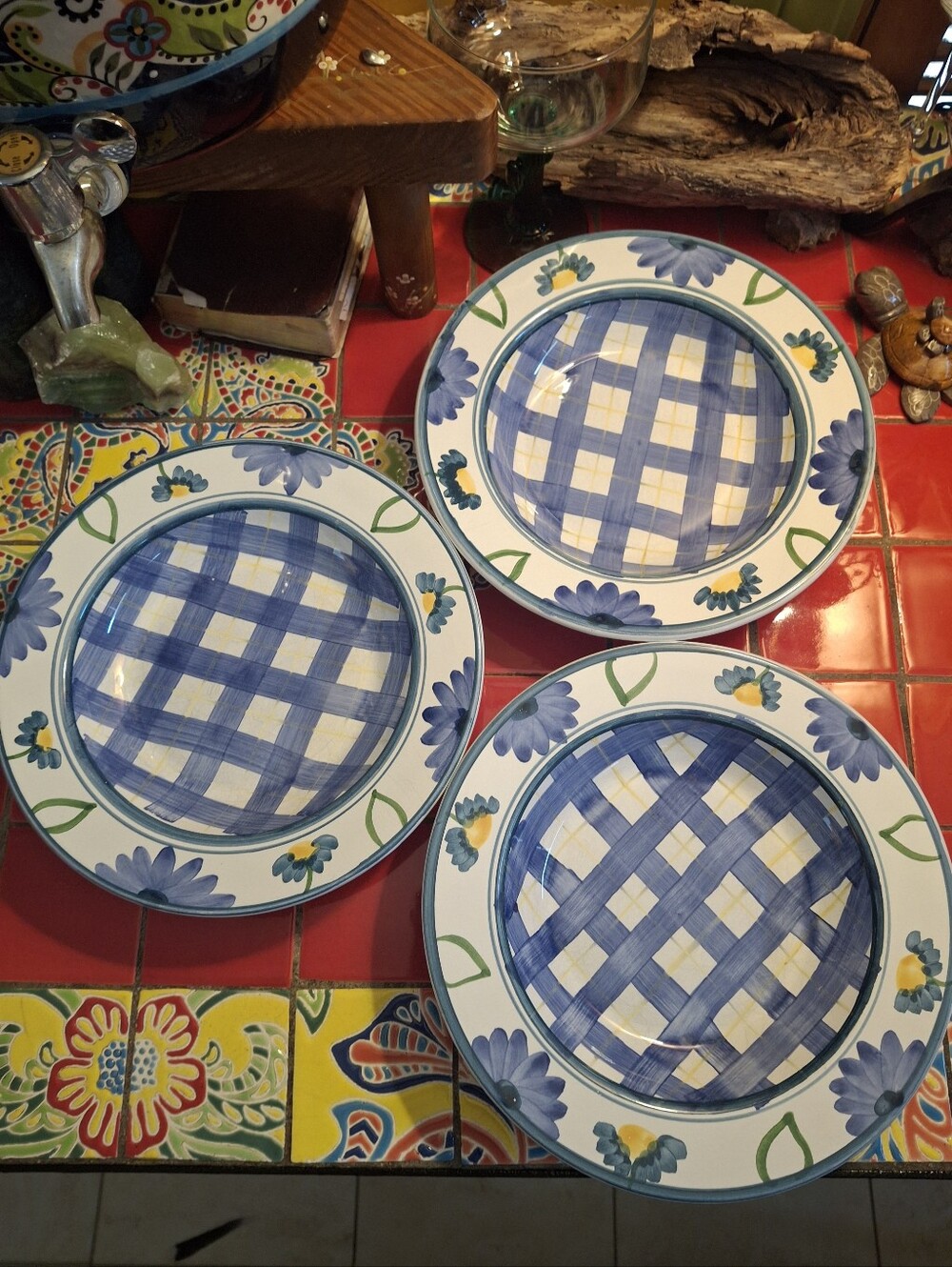 Arioso By Caleco Wide Rim Soup Bowls 9 3/8" Set Of 3 Vintage 1995-2007 Excellent